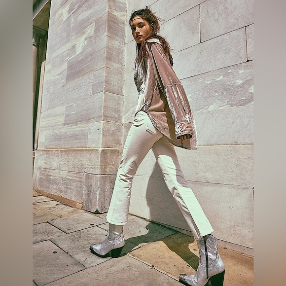 NEW Free People In My Feelings Velvet Crop Slim Flare Pants - Picture 15 of 15